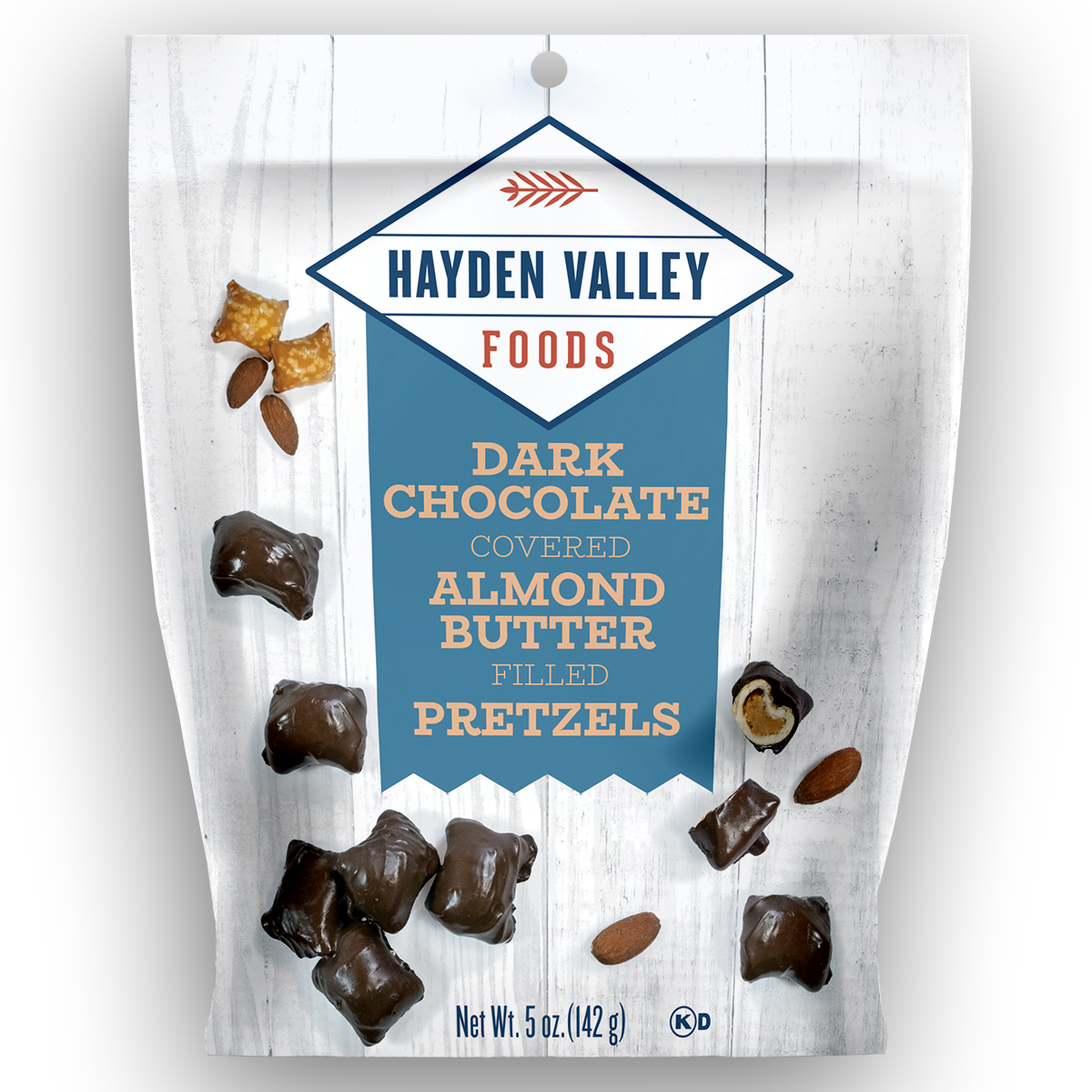 Dark Chocolate Covered Almond Butter Filled Pretzels