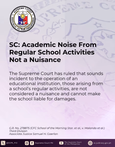 SC: Academic Noise From Regular School Activities Not A Nuisance