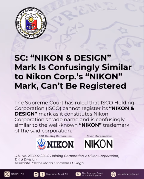 SC: "NIKON & DESIGN" Mark Is Confusingly Similar to Nikon Corp.'s "NIKON" Mark, Can't Be Registered