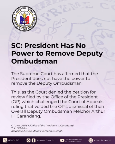SC: President Has No Power to Remove Deputy Ombudsman