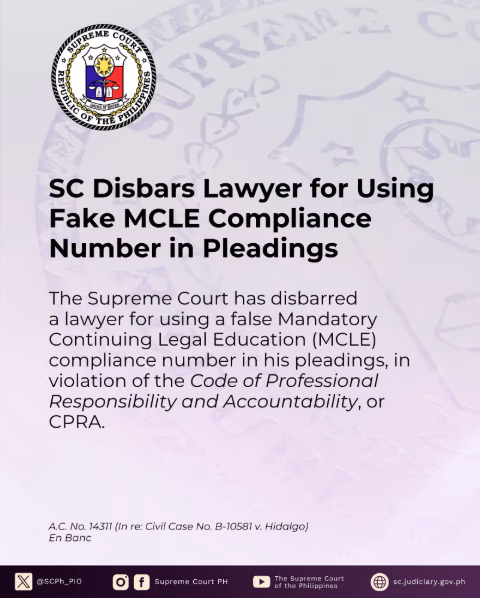 SC Disbars Lawyer for Using Fake MCLE Compliance Number in Pleadings