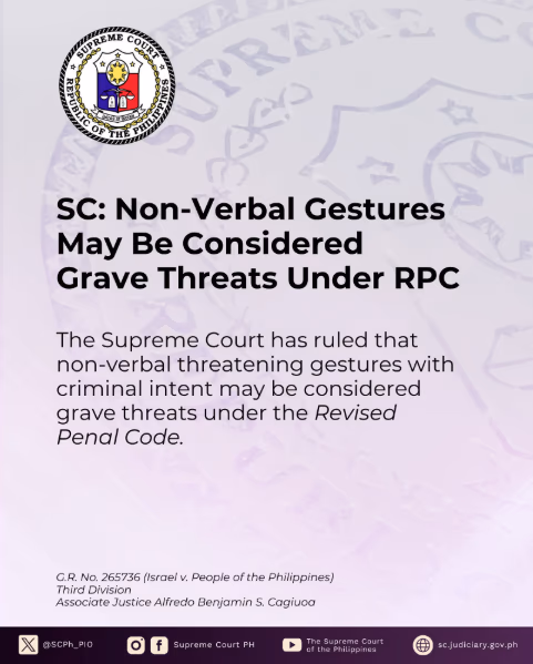 SC: Non-Verbal Gestures May Be Considered Grave Threats Under RPC