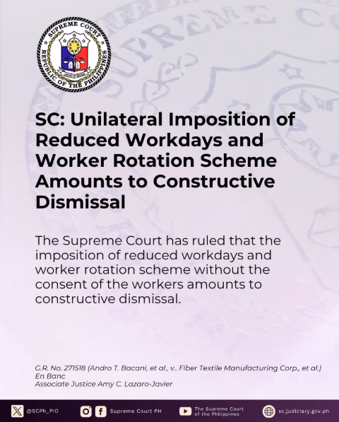 SC: Unilateral Imposition of Reduced Workdays and Worker Rotation Scheme Amounts to Constructive Dismissal