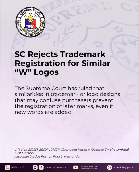 SC Rejects Trademark Registration for Similar "W" Logos