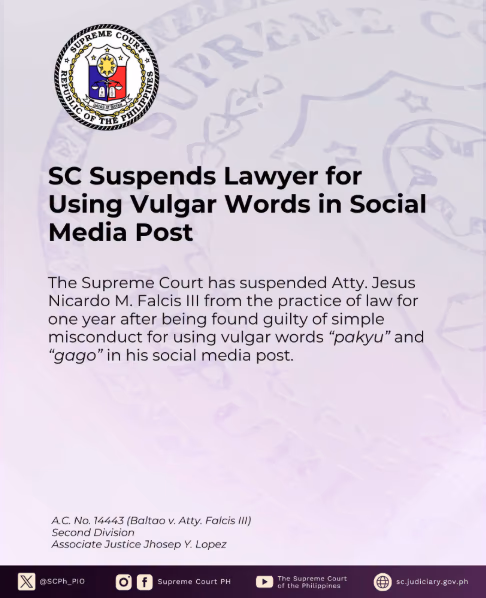 SC Suspends Lawyer for Using Vulgar Words in Social Media