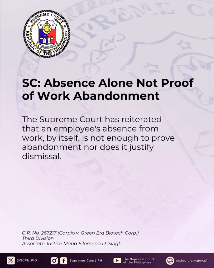 Absence Alone Not Proof of Work Abandonment