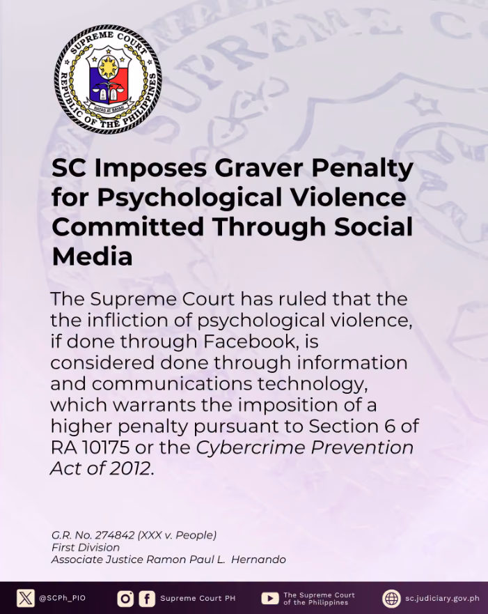 SC Imposes Graver Penalty for Psychological Violence Committed Through Social Media