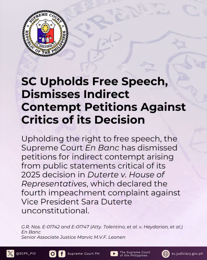 SC Upholds Free Speech, Dismisses Indirect Contempt Petitions Against Critics of its Decision