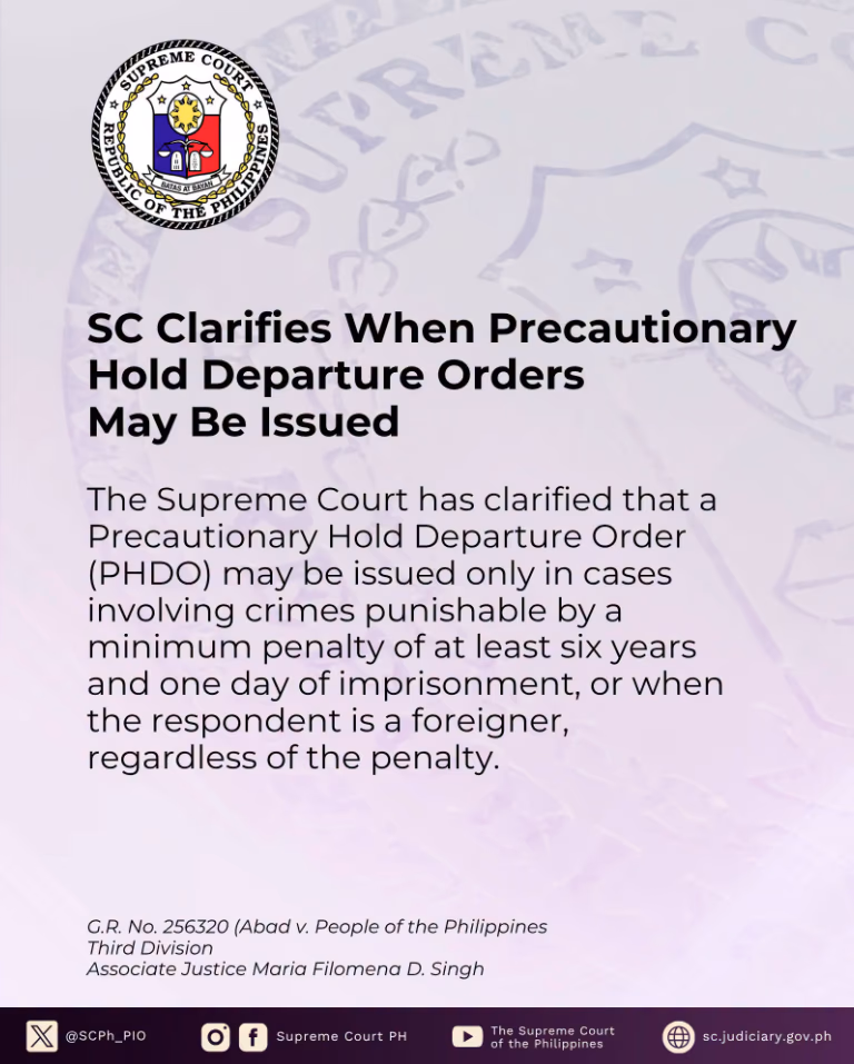 SC Clarifies When Precautionary Hold Departure Orders May Be Issued