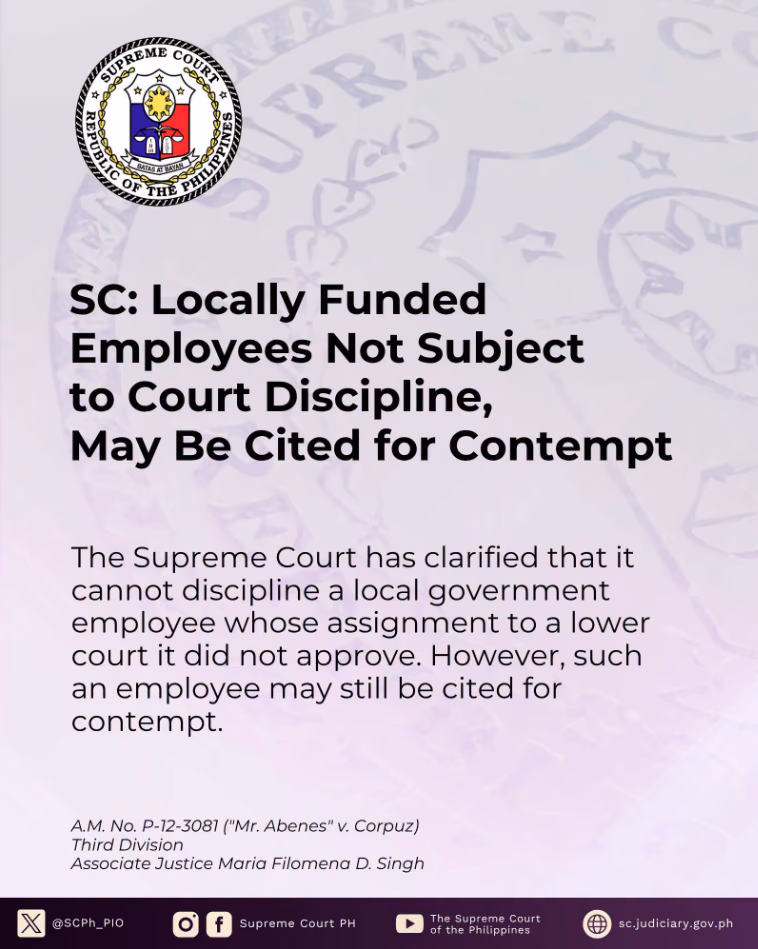 SC: Locally Funded Employees Not Subject to Court Discipline, May Be Cited for Contempt