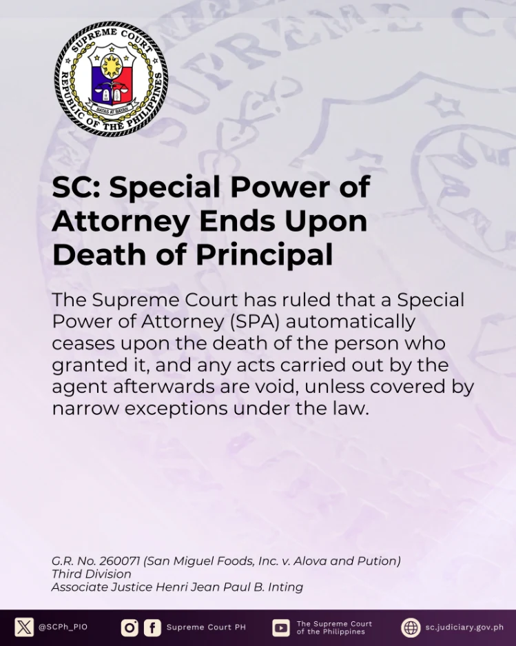 SC: Special Power of Attorney Ends Upon Death of Principal