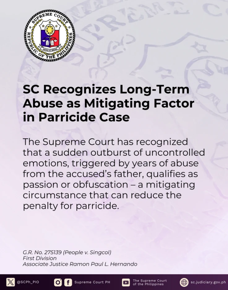 SC: Recognizes Long-Term Abuse as Mitigating Factor in Parricide Case