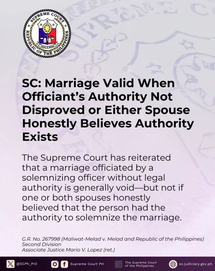SC: Marriage Valid When Officiants Authority Not Disapproved or Either Spouse Honestly Believes Authority Exists
