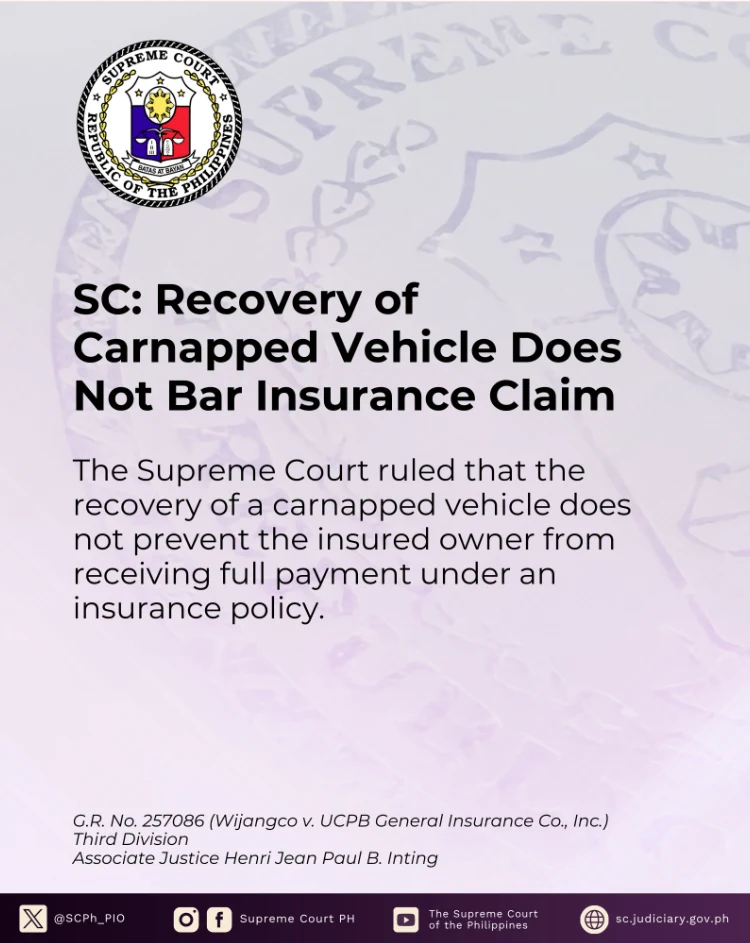 SC: Recovery of Carnapped Vehicle Does Not Bar Insurance Claim