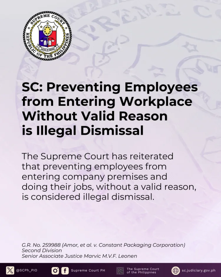 SC: Preventing Employees from Entering Workplace Without Valid Reason is Illegal Dismissal