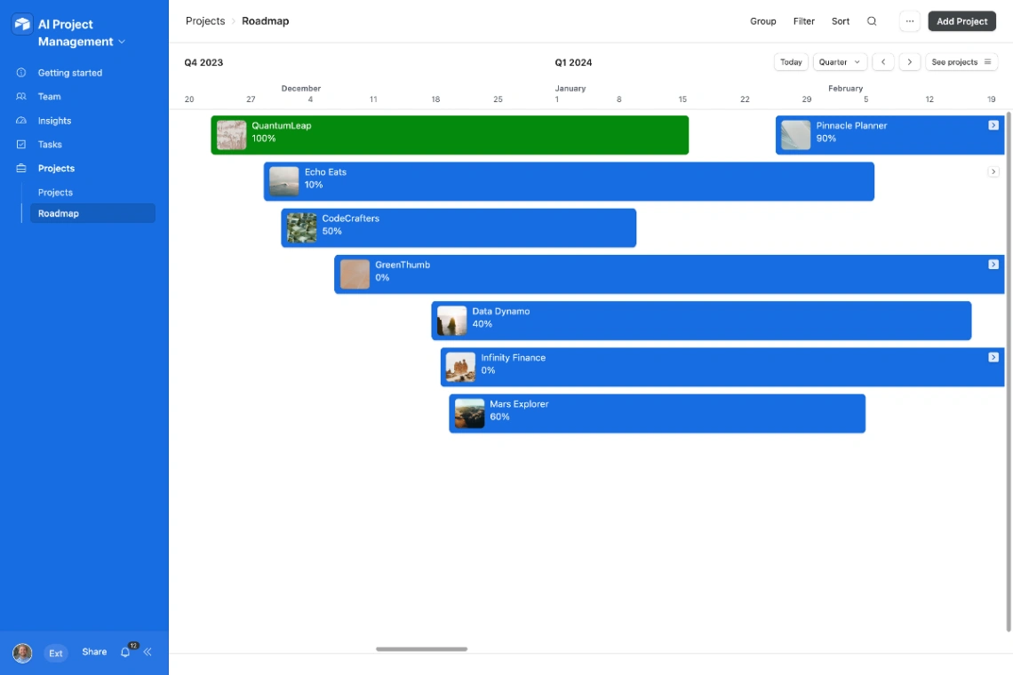 AI Project Management web application template