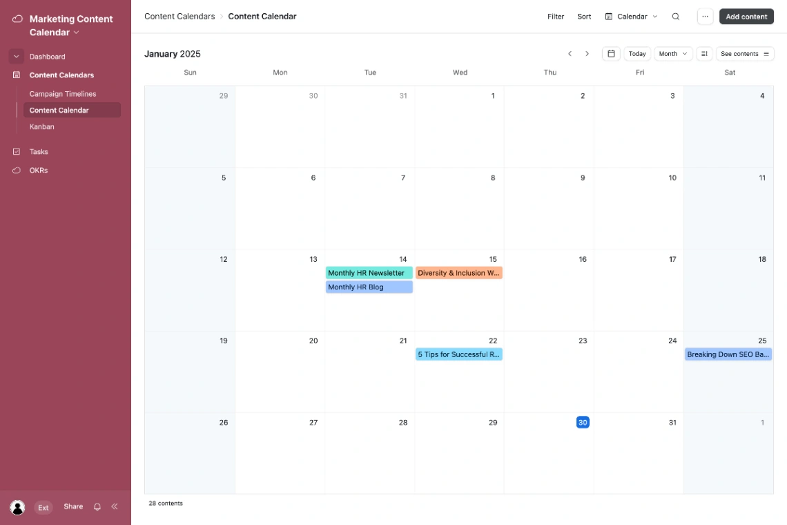 AI Content Calendar web application template