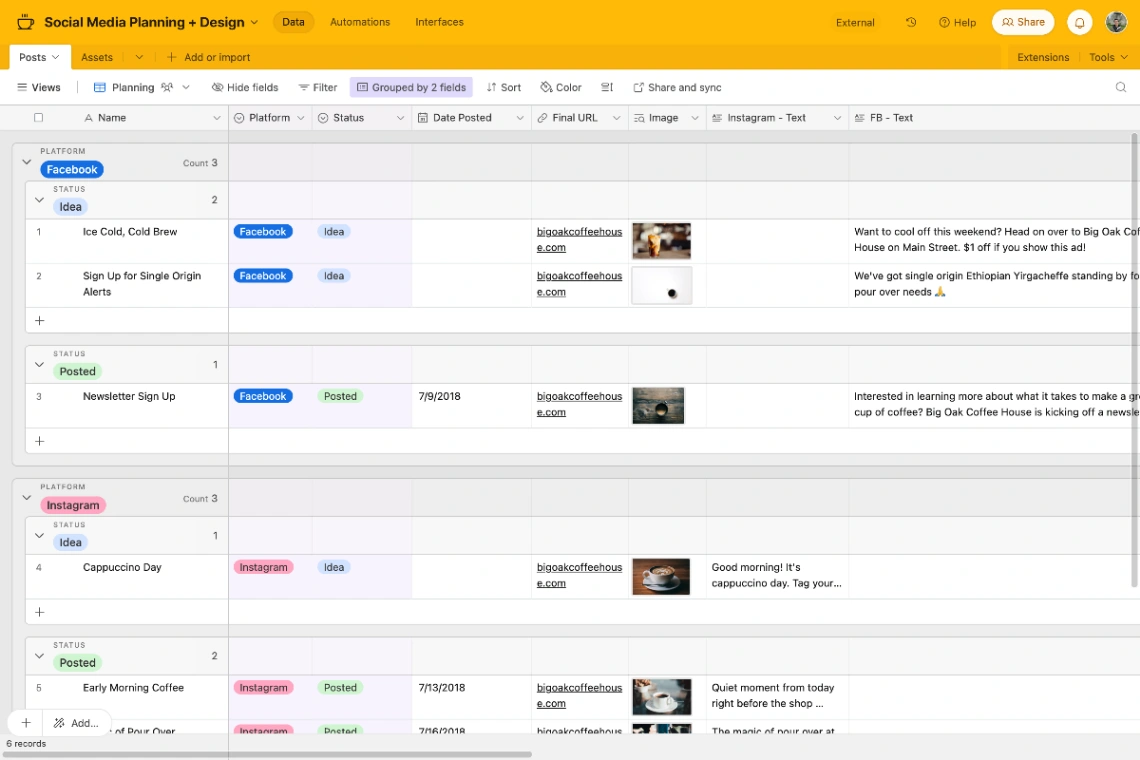 Social Media Planner web application template