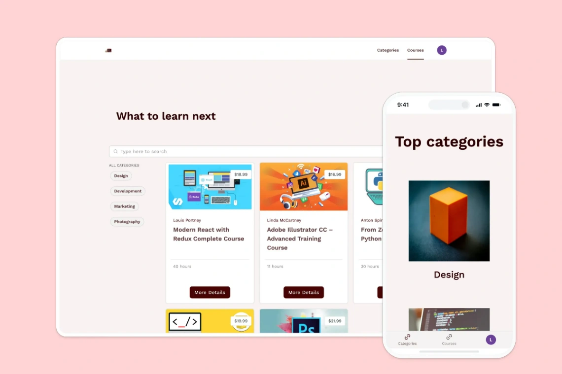 Online Classes web application template