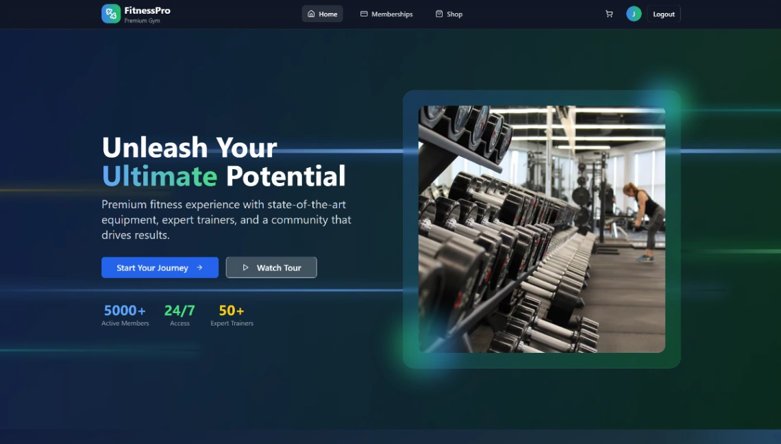 Gym Membership App website template