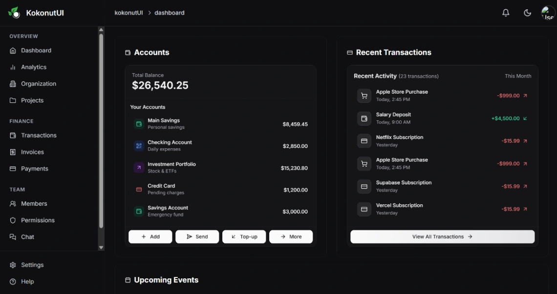 Financial Dashboard web application template