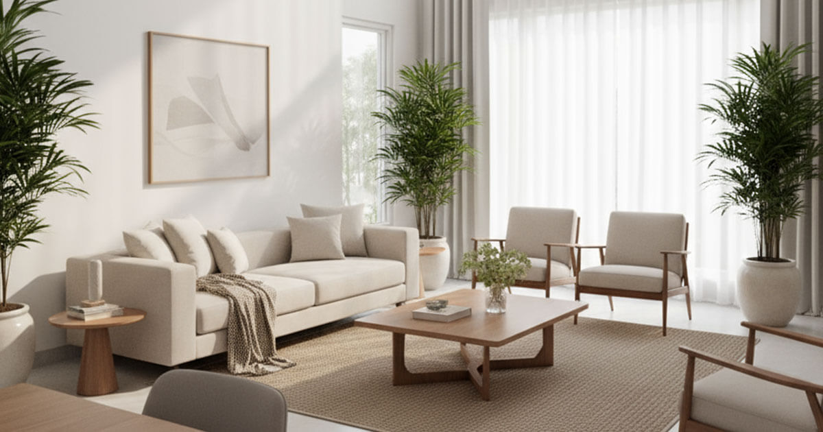 Interior ruang tamu yang bersih dan modern, sebuah contoh home staging yang efektif untuk menjual rumah dengan cepat di pasar properti.