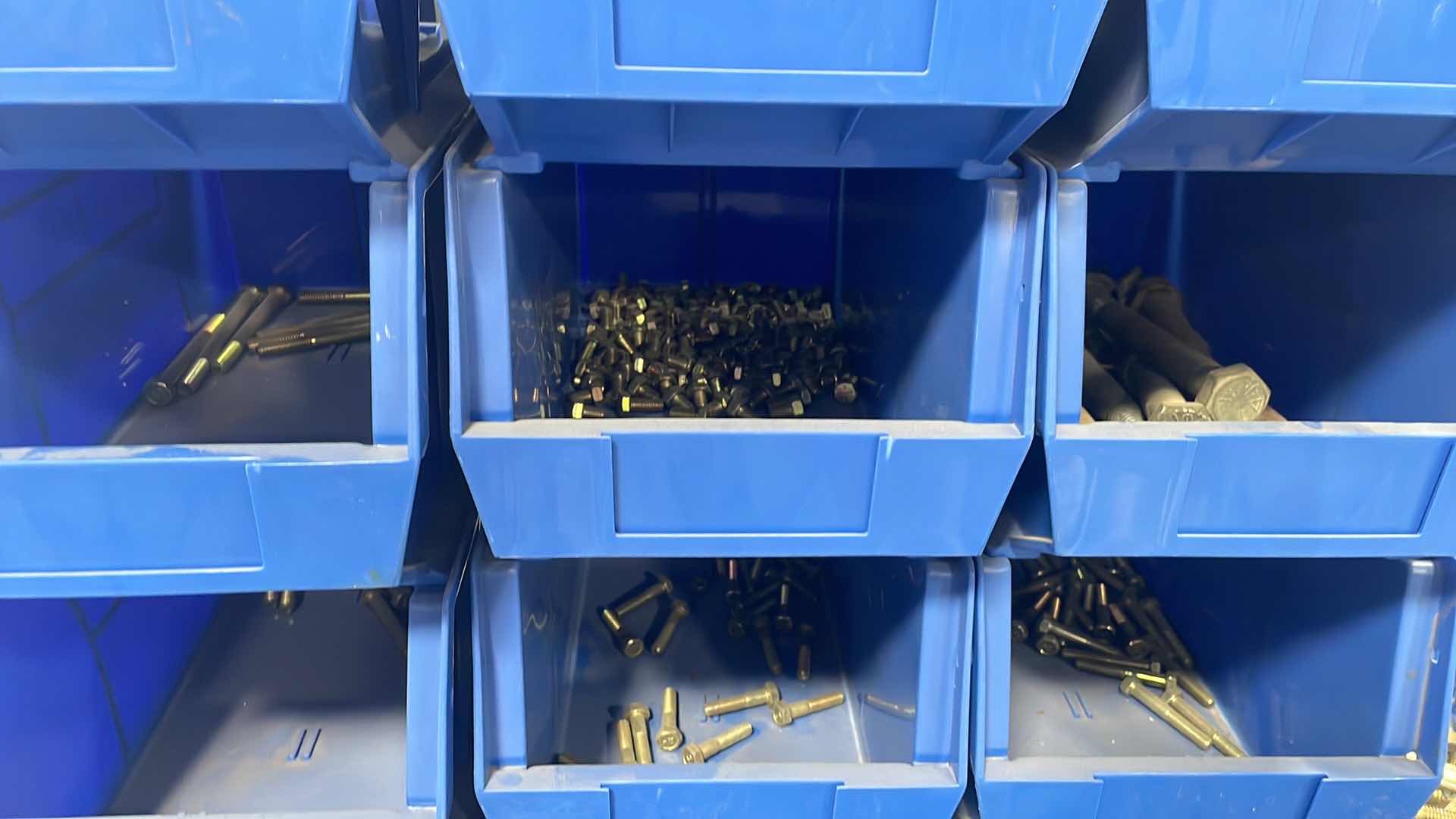 Photo 1 of STACKABLE BINS AND ALL CONTENTS GRADE 8 BOLTS VARIOUS SIZES CART NOT INCLUDED