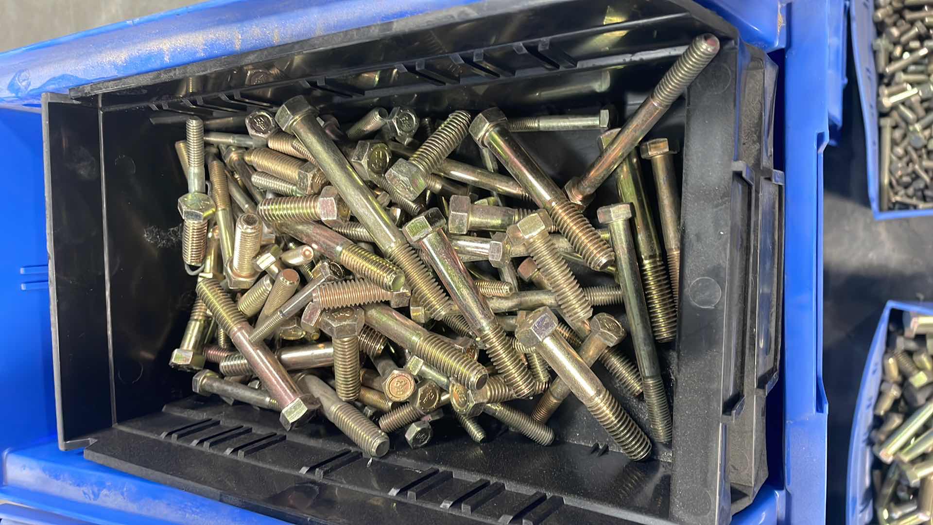 Photo 1 of STACKABLE BINS AND ALL CONTENTS GRADE 8 BOLTS VARIOUS SIZES CART NOT INCLUDED