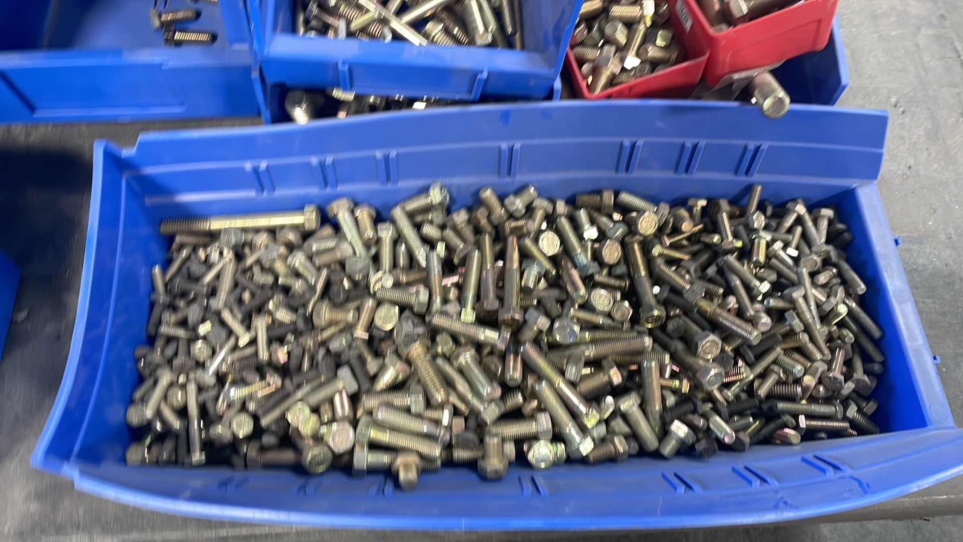 Photo 1 of STACKABLE BINS AND ALL CONTENTS GRADE 8 BOLTS VARIOUS SIZES CART NOT INCLUDED