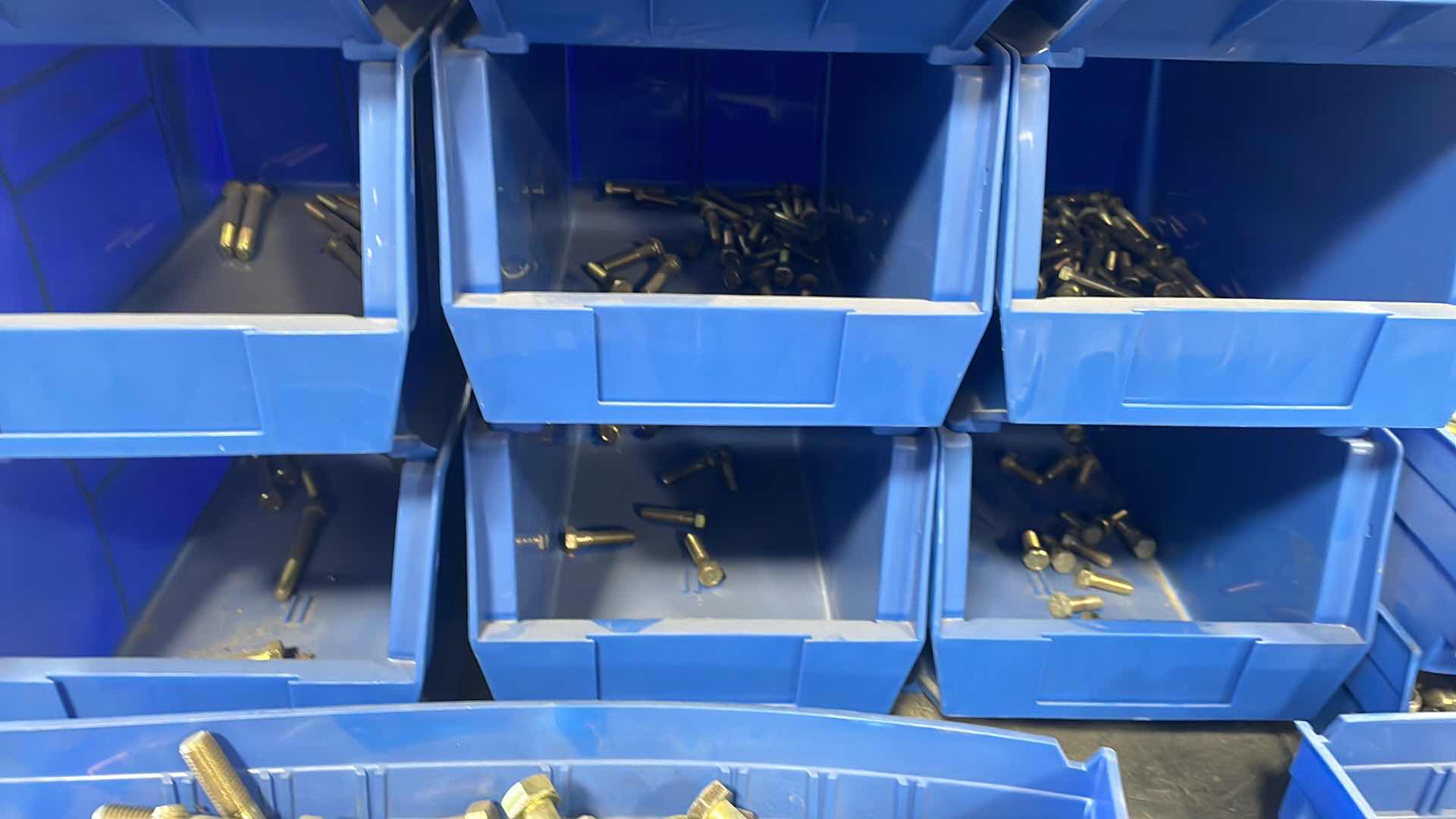 Photo 1 of STACKABLE BINS AND ALL CONTENTS GRADE 8 BOLTS VARIOUS SIZES CART NOT INCLUDED