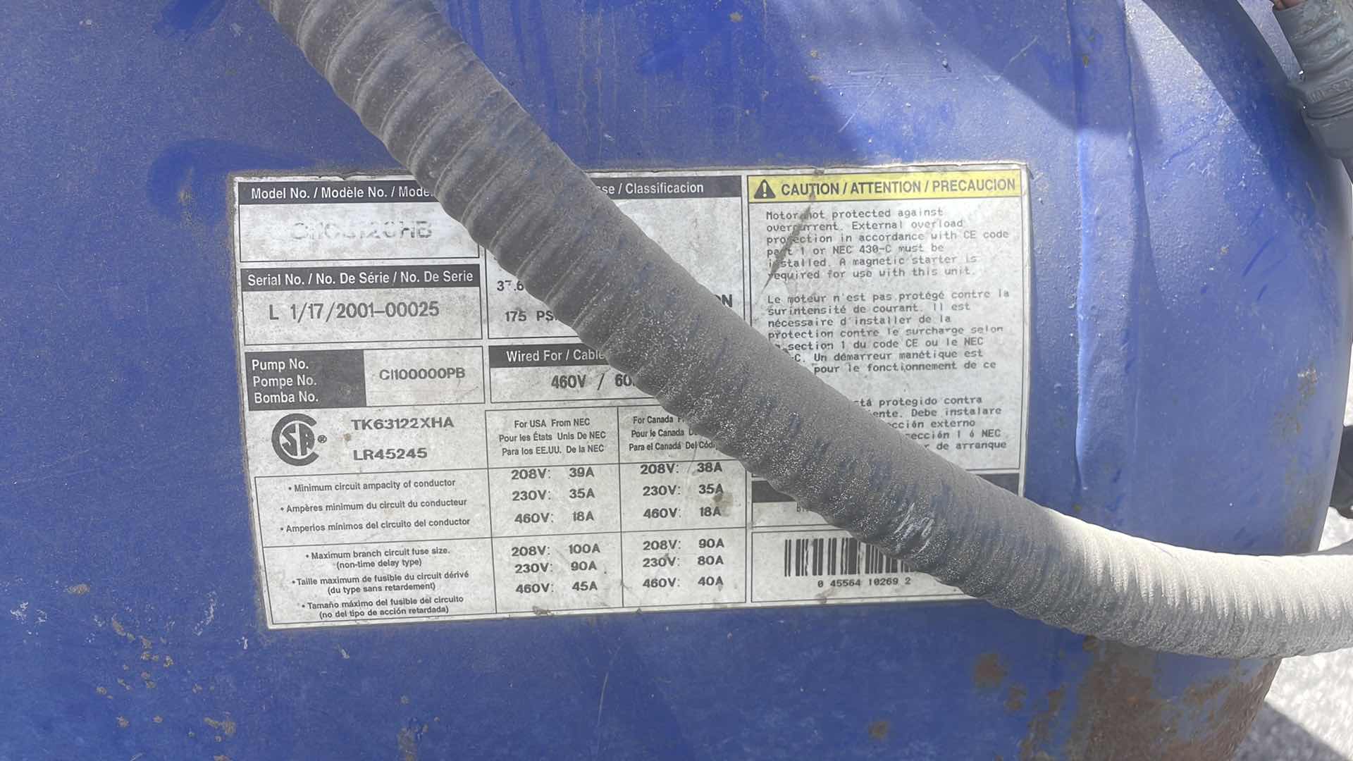 Photo 1 of CAMPBELL HAUSFELD  120 GALLON 10HP AIR COMPRESSOR