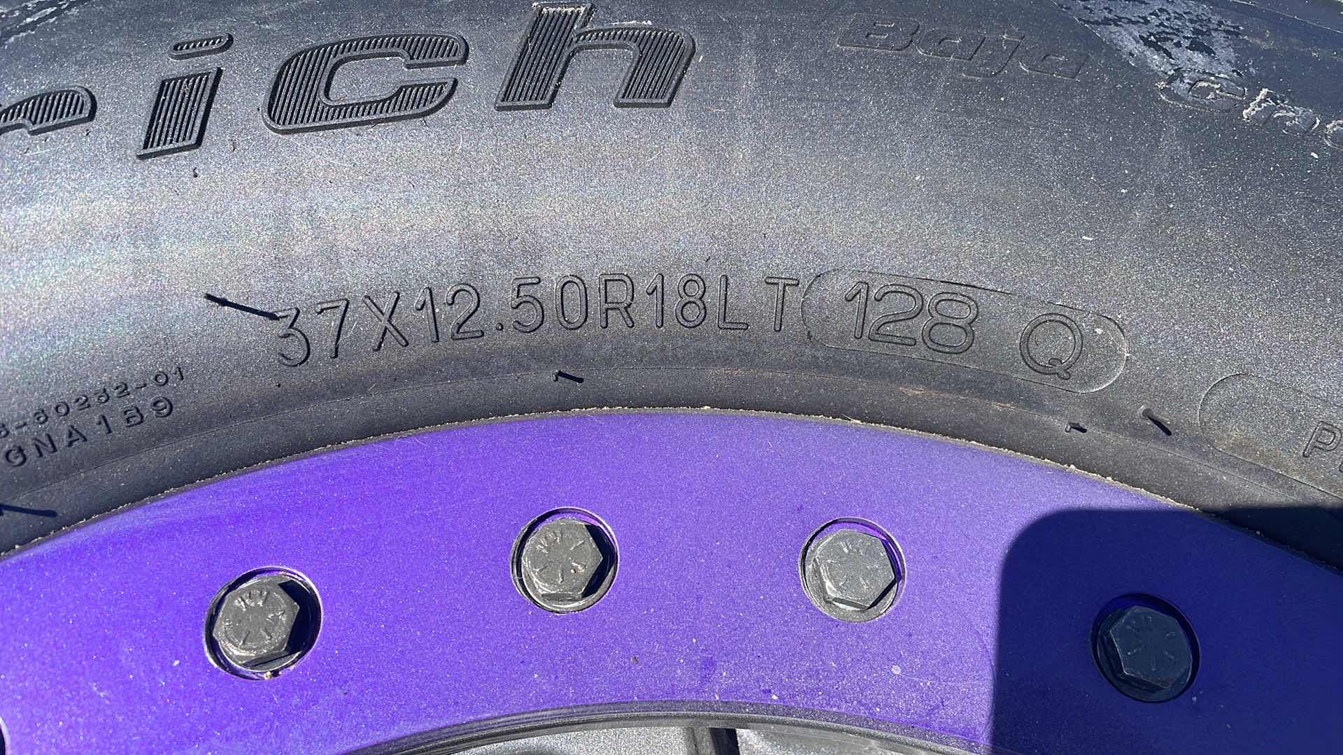 Photo 7 of BFGOODRICH BAJA CHAMPION MUD TERRAIN T/A 37x12.50R18LT MOUNTED AND BALANCED ON ULTRA EXTREME X109 18x9 6 LUG RIMS SET OF 4