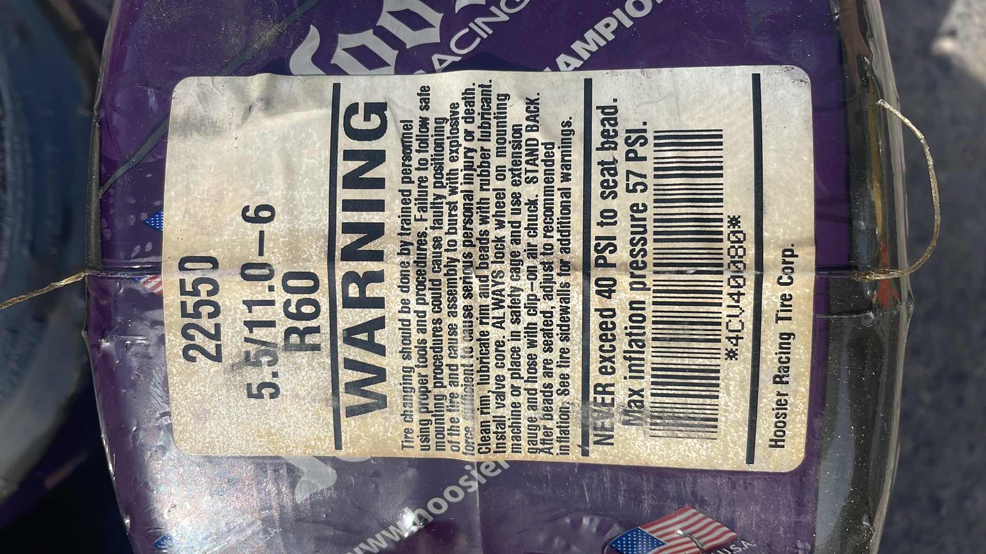 Photo 1 of HOOSIER ROAD RACING CART TIRES 22550 5.5/11.0-6R60 (4)