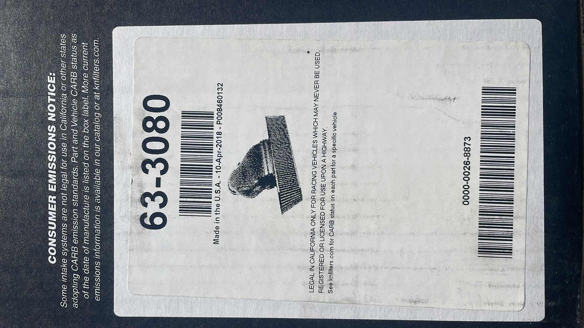 Photo 1 of K&N COLD AIR INTAKE - HIGH-FLOW, ROTO-MOLD TUBE 63-3080