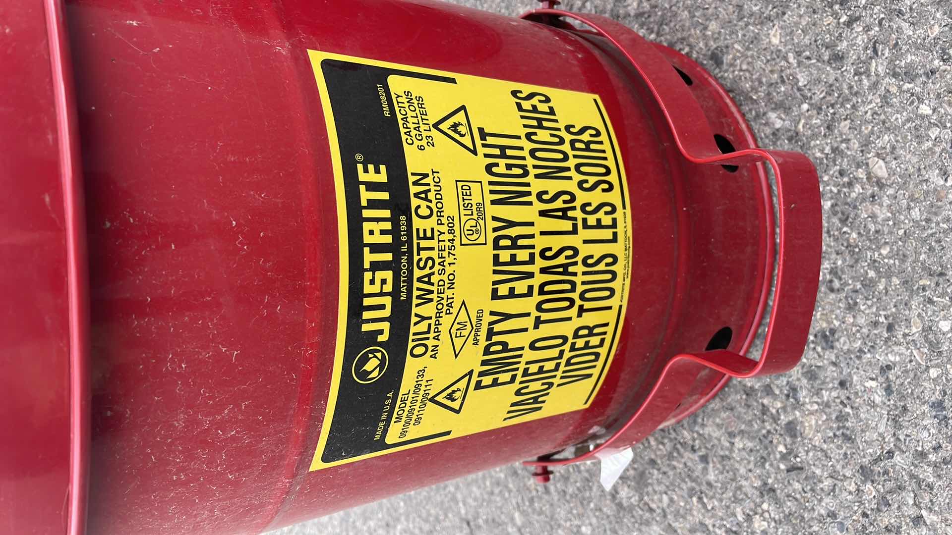 Photo 1 of JUSTRITE OILY WASTE CANS 6GAL, 10GAL