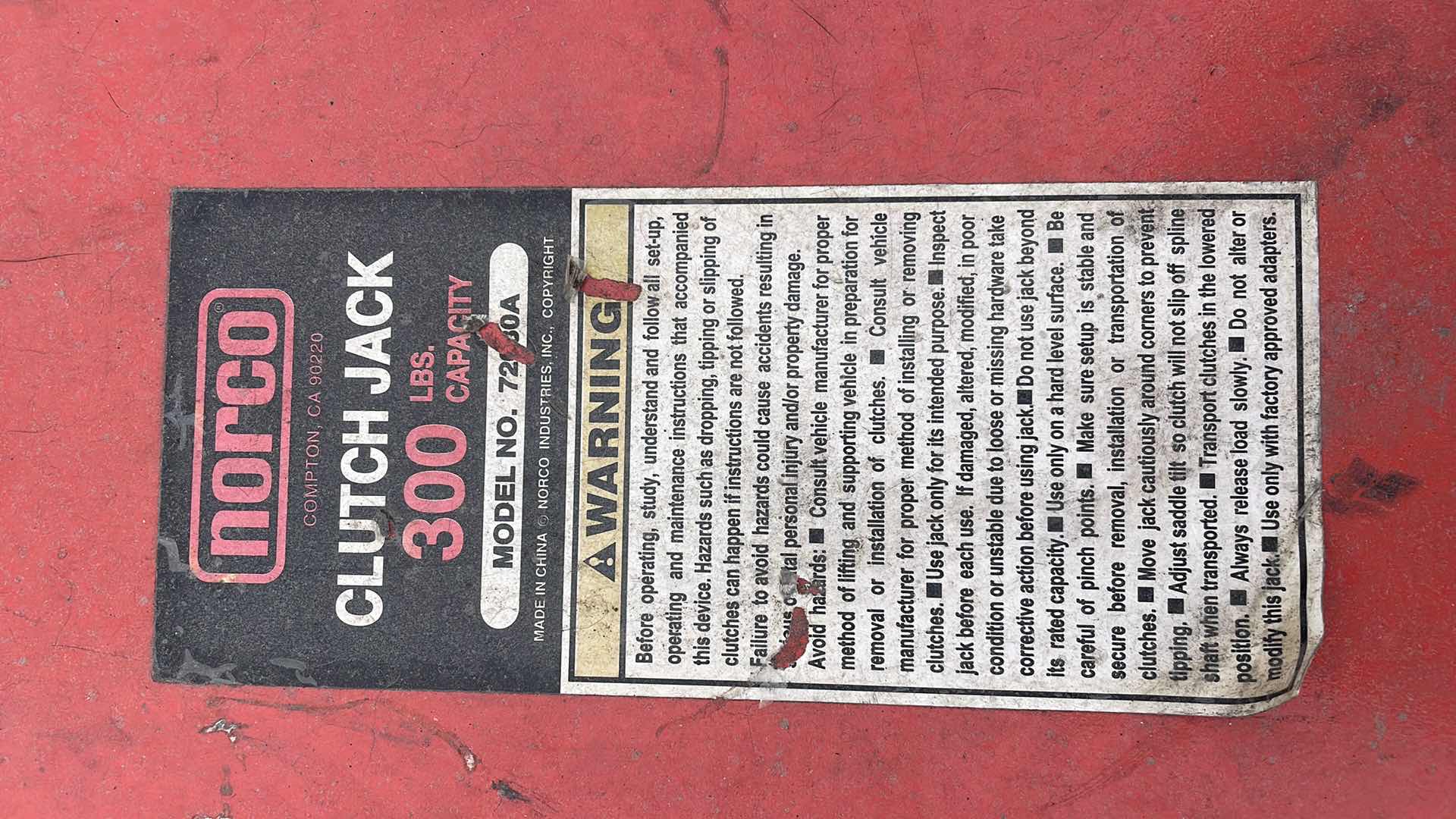 Photo 1 of NORCO CLUTCH JACK 300LBS CAPACITY