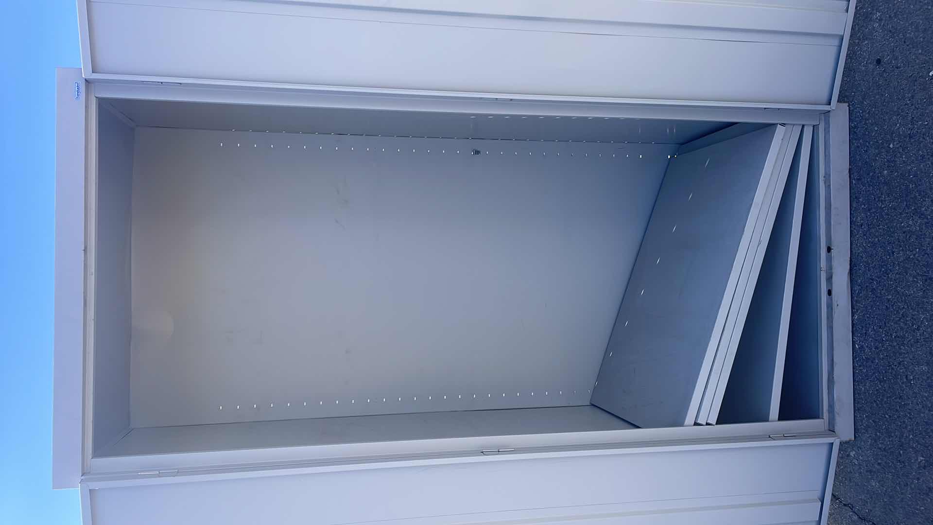 Photo 1 of SANDUSKY LOCKING METAL CABINET WITHOUT KEYS 36” x 24” x 78” 4 SHELVES