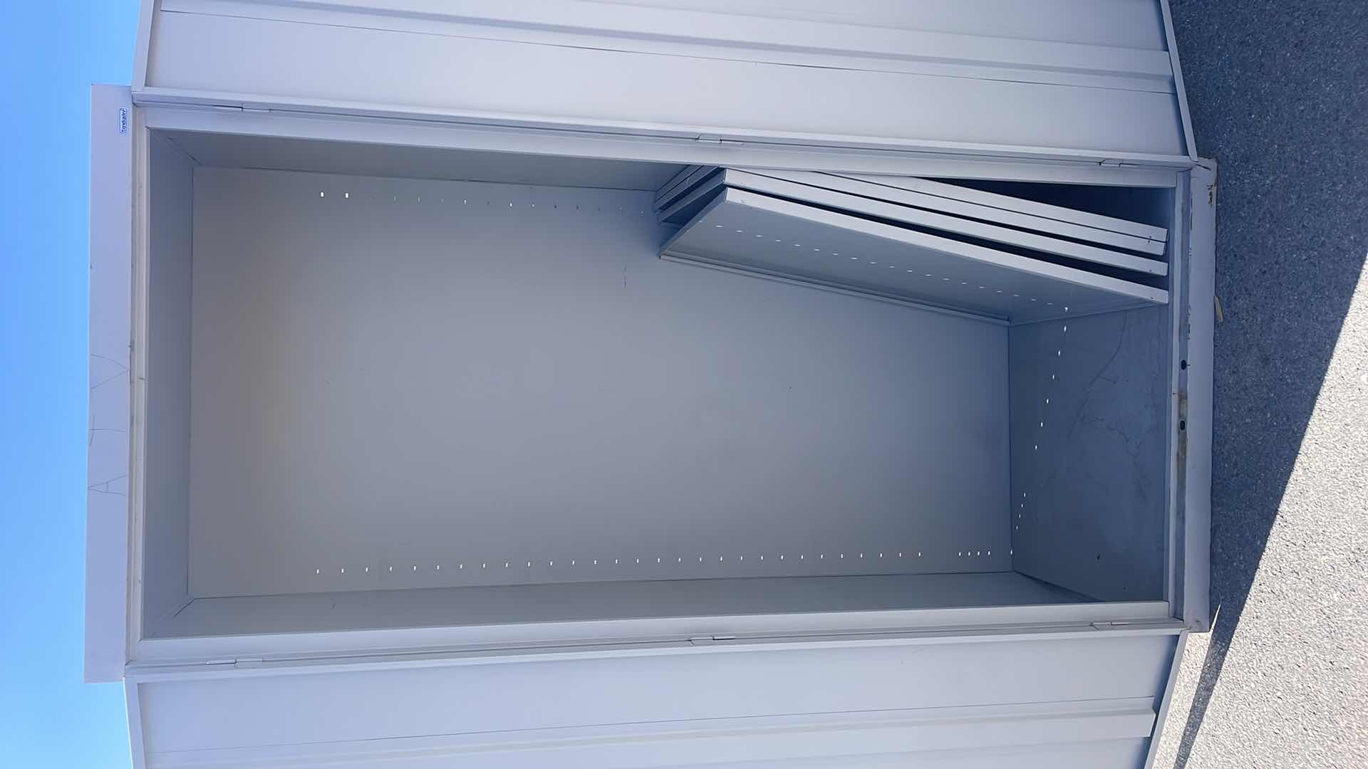 Photo 1 of SANDUSKY LOCKING METAL CABINET WITHOUT KEYS 36” x 24” x 78” 4 SHELVES