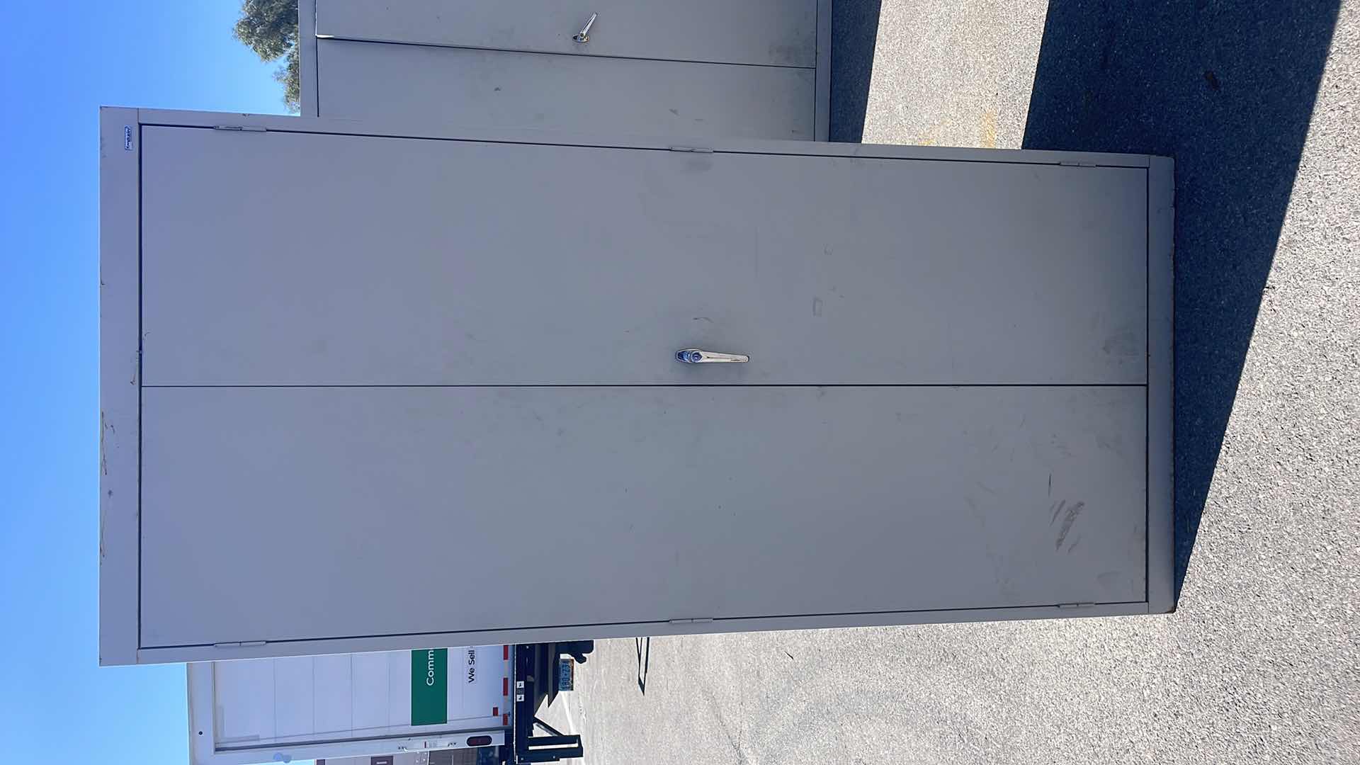 View 1 of SANDUSKY LOCKING METAL CABINET WITHOUT KEYS 36” x 24” x 78” 4 SHELVES