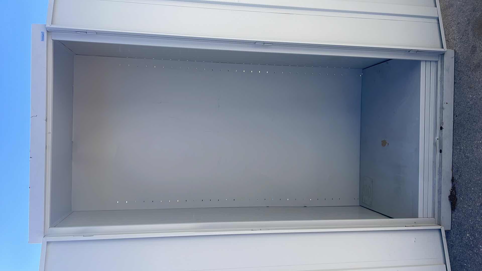 Photo 1 of SANDUSKY LOCKING METAL CABINET WITHOUT KEYS 36” x 24” x 78” 3 SHELVES