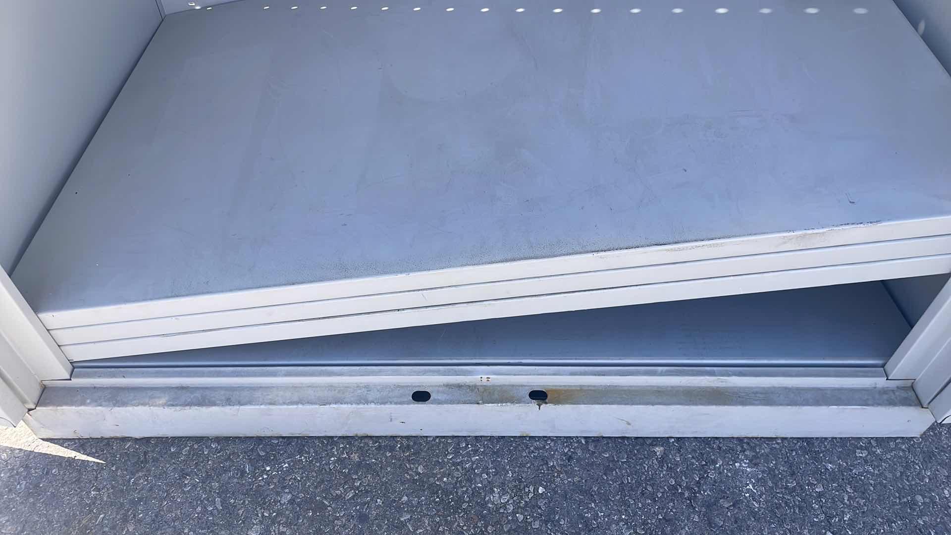 Photo 1 of SANDUSKY LOCKING METAL CABINET WITHOUT KEYS 36” x 24” x 78” 3 SHELVES