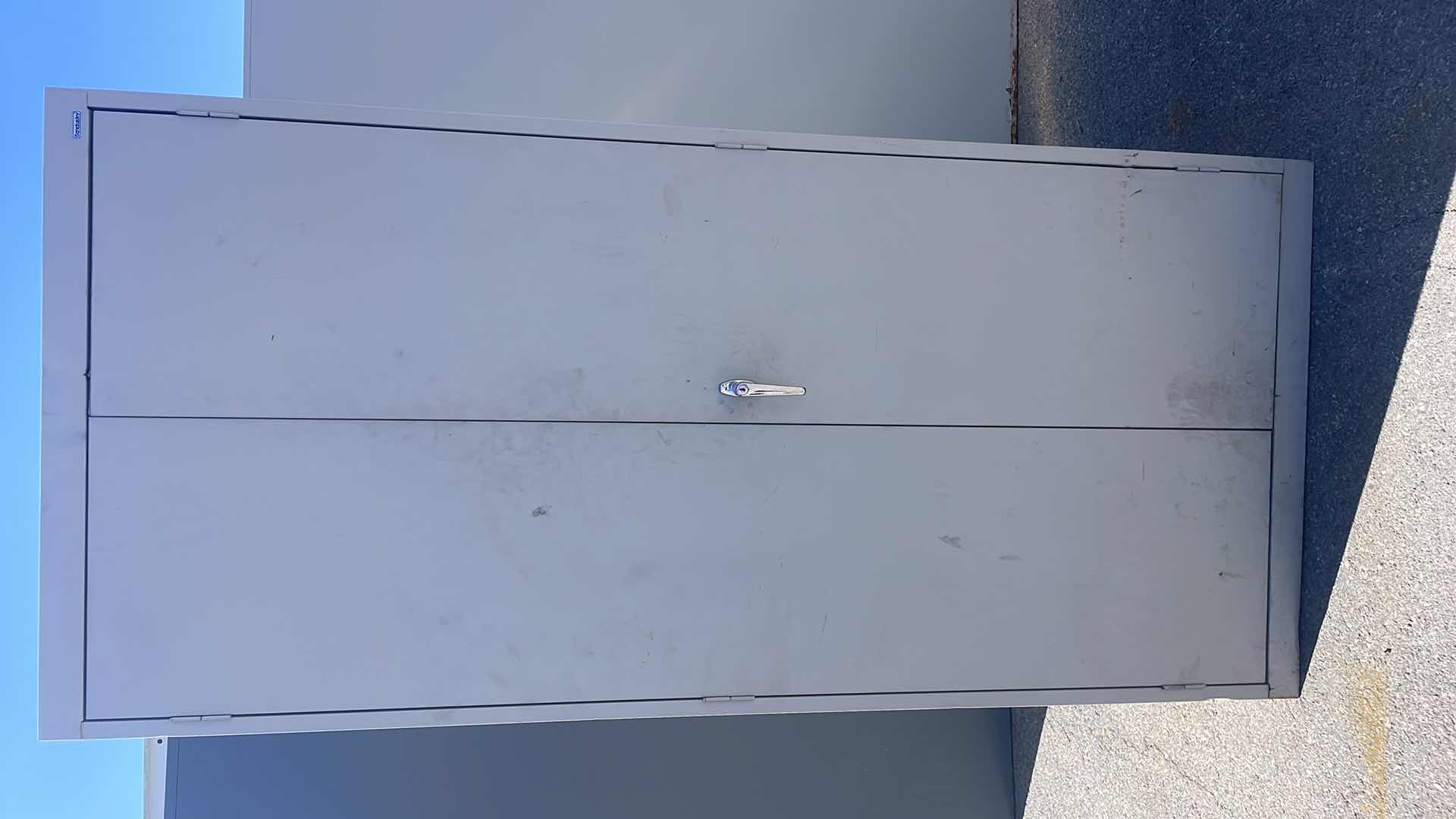 Photo 1 of SANDUSKY LOCKING METAL CABINET WITHOUT KEYS 36” x 24” x 78” 3 SHELVES