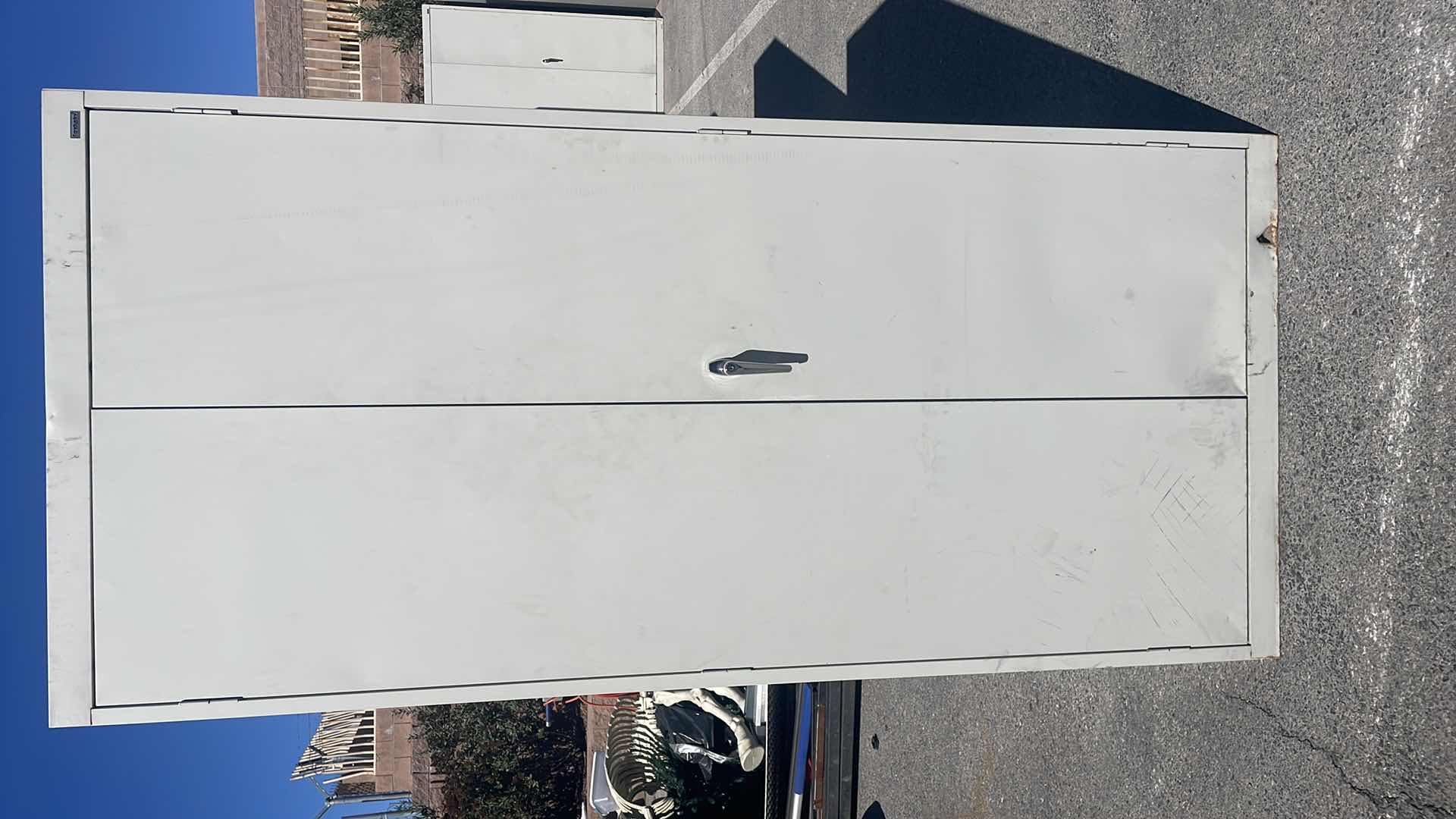 View 1 of SANDUSKY LOCKING METAL CABINET WITHOUT KEYS 36” x 24” x 78” 3 SHELVES