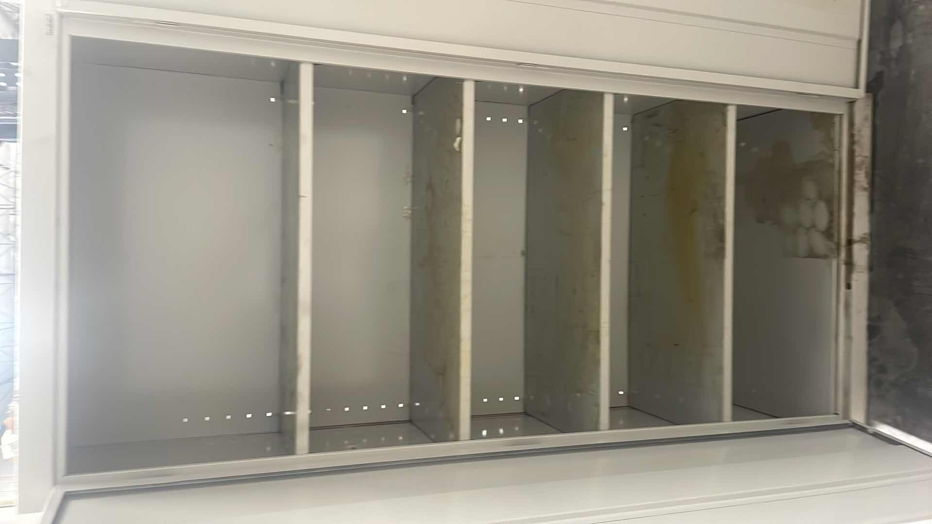 Photo 1 of SANDUSKY LOCKING METAL CABINET WITHOUT KEYS 36” x 18” x 78” 4 SHELVES