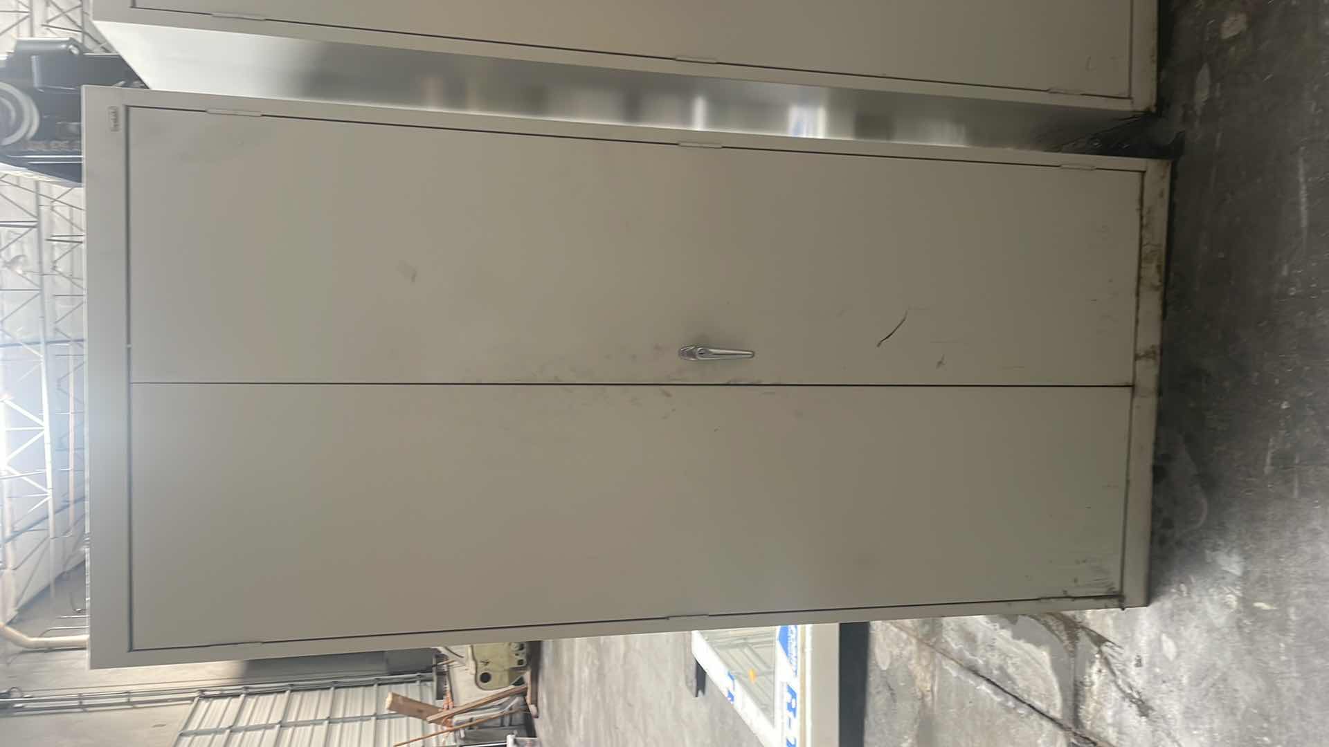 Photo 1 of SANDUSKY LOCKING METAL CABINET WITHOUT KEYS 36” x 18” x 78” 4 SHELVES