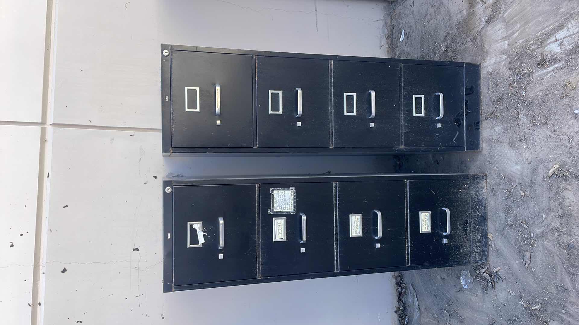 View 1 of FILE CABINET 4 DRAWER NO KEYS 15” x 25” x 52” (2)