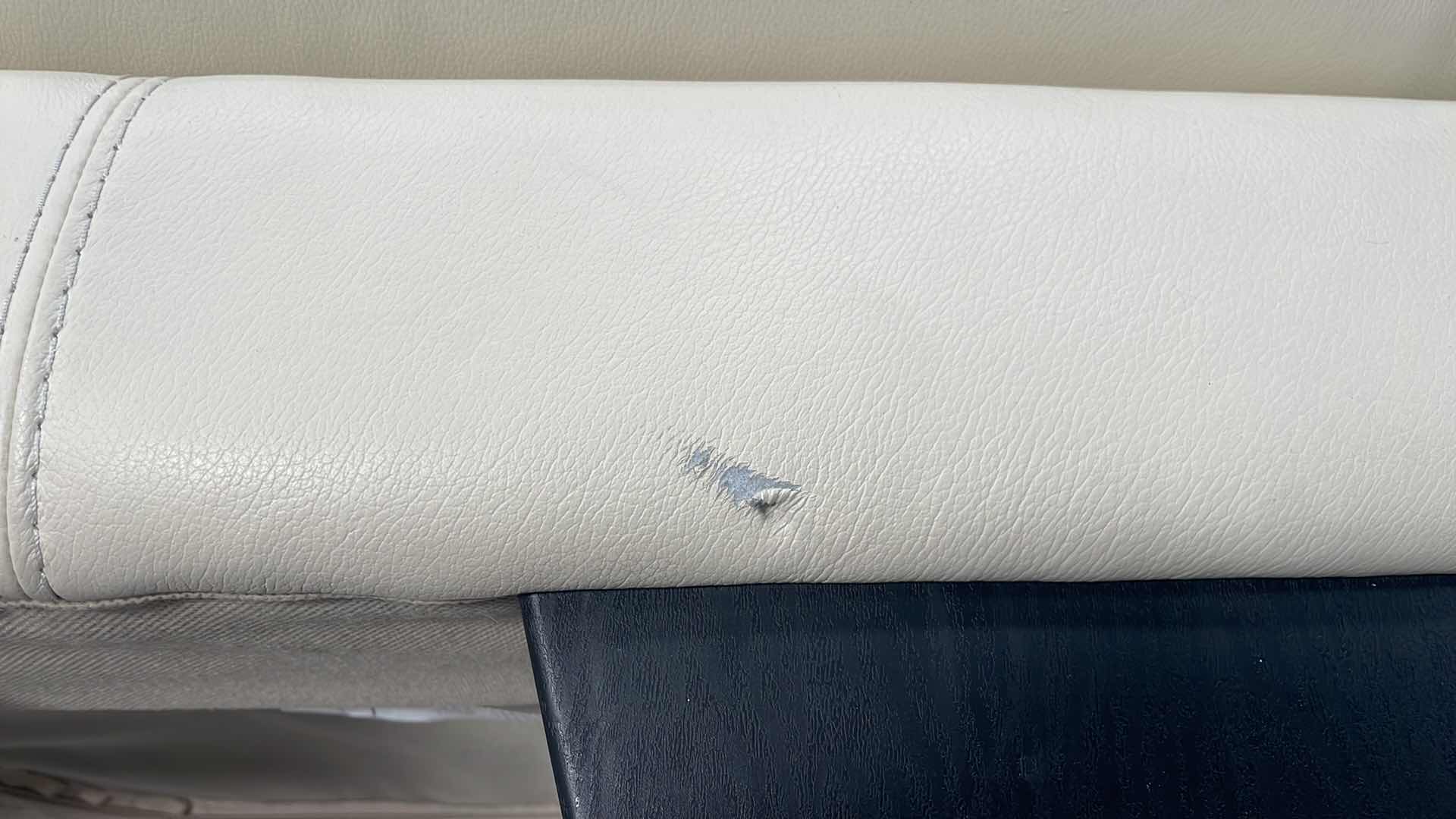 Photo 1 of CHATEAU D'AX LEATHER OTTOMAN 449 CREAM 30” X 22”