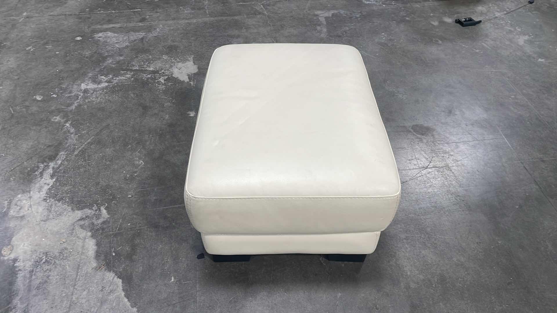 Photo 1 of CHATEAU D'AX LEATHER OTTOMAN 449 CREAM 30” X 22”
