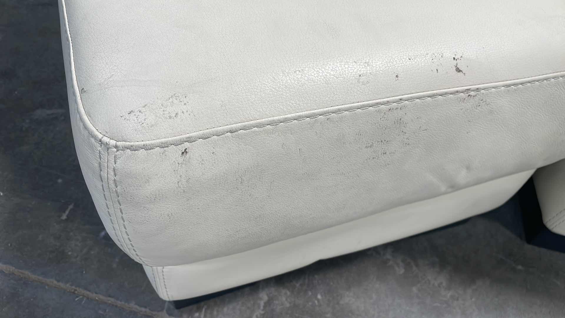Photo 1 of CHATEAU D'AX LEATHER OTTOMAN 449 CREAM 30” X 22”
