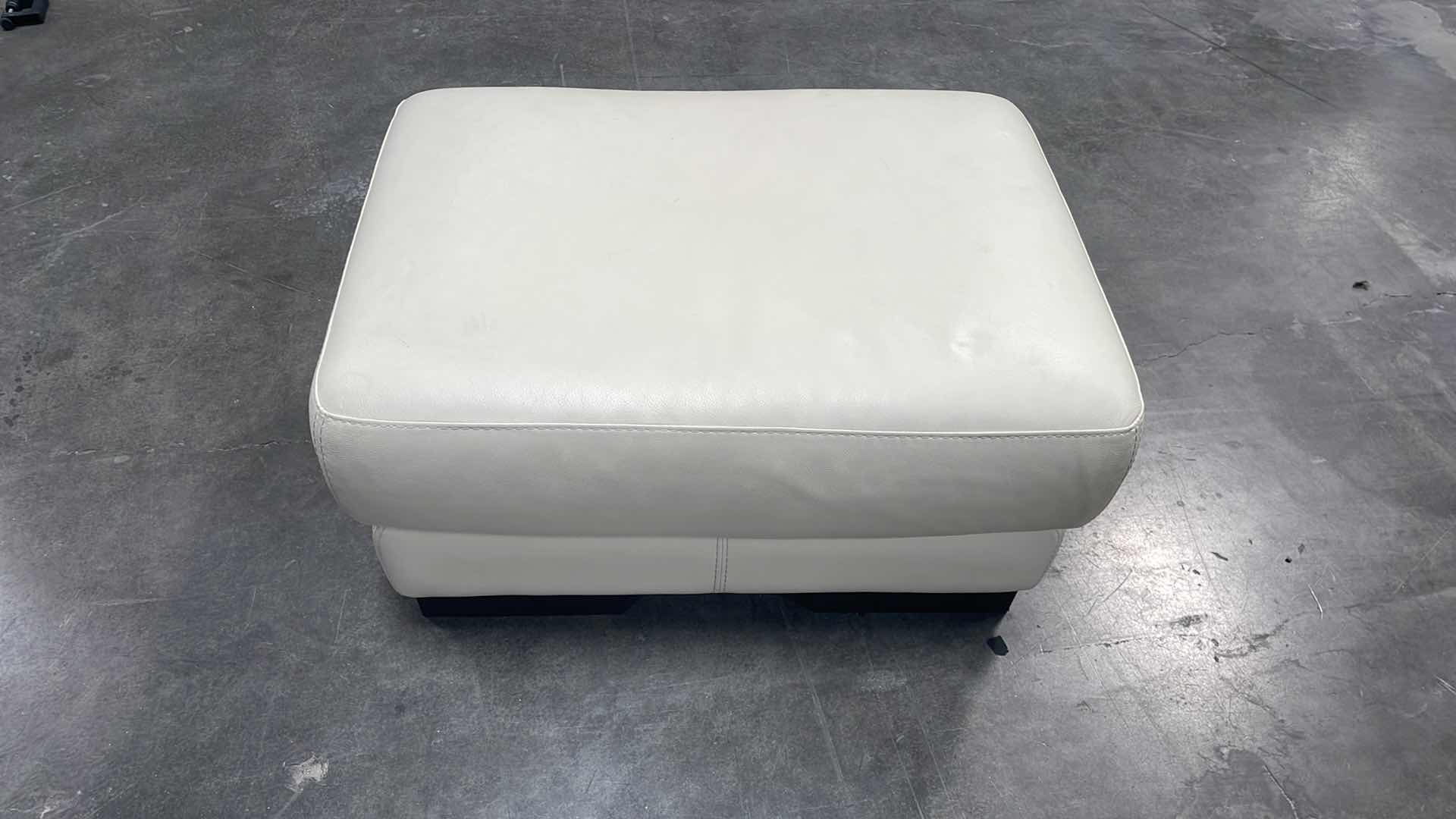 Photo 1 of CHATEAU D'AX LEATHER OTTOMAN 449 CREAM 30” X 22”